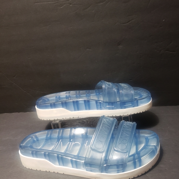 CALVIN KLEIN "Tobi" Translucent Logo-Embossed Platform Size 3 - Picture 1 of 8